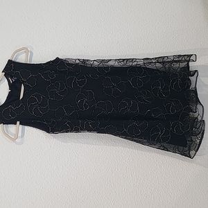 DKNY black dress with floral net overlay size 10